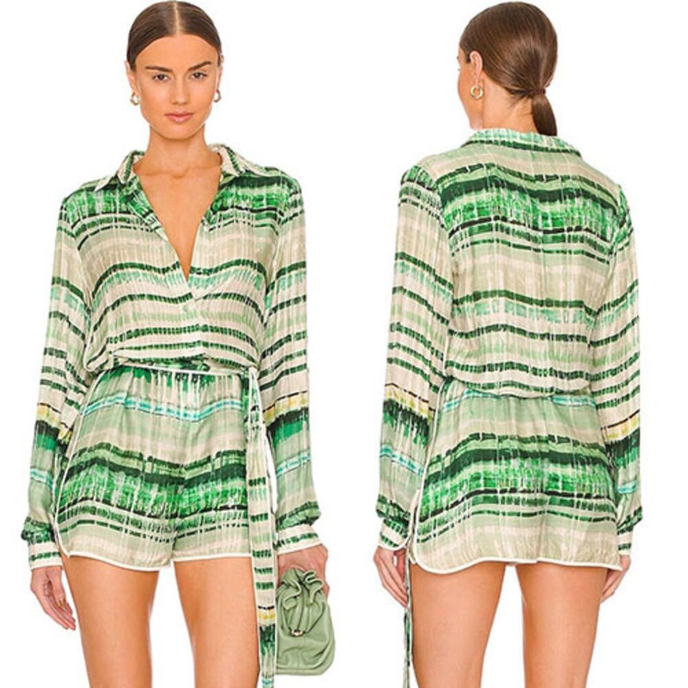 NEW Alexis Ladies Florentyn Long Sleeve Button Lined Romper Green Size: Large